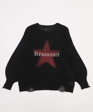 WEGO モヘアタッチスターBIGニット ブラック