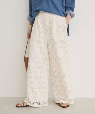 WEGO 【ANGIE VINTAGE】クロシェレースワイドイージーパンツ ホワイトアイボリー