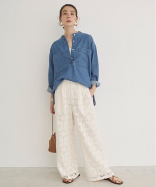 WEGO 【ANGIE VINTAGE】クロシェレースワイドイージーパンツ ホワイトアイボリー