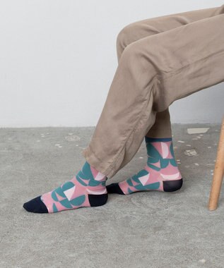 TRICOTE ジオメトリック柄 メッシュソックス 72PINK