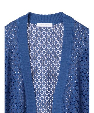 Green Parks 洗えるすかし編みニットカーディガン Blue