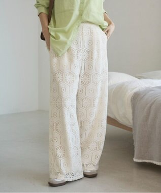 WEGO 【ANGIE VINTAGE】クロシェレースワイドイージーパンツ ホワイトアイボリー