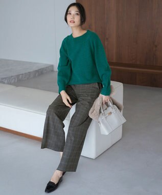 ANY SIS ビューティサーモ2WAYストレッチ ワイドパンツ グレーチェック