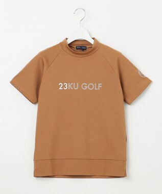 23区GOLF 【WOMEN】ロゴ 半袖モックネックシャツ キャメル系