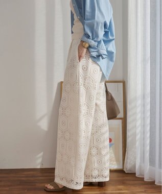 WEGO 【ANGIE VINTAGE】クロシェレースワイドイージーパンツ ホワイトアイボリー