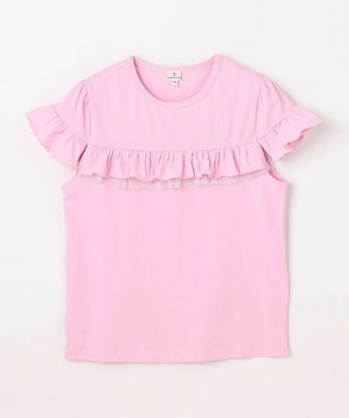 組曲 KIDS 【UVケア】【150-160㎝】フレアラッフル Tシャツ ピンク