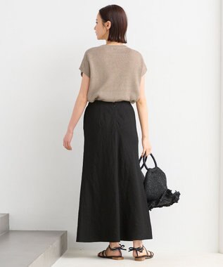 自由区 【XSサイズ～】リネンフリンジディテールフレンチスリーブ ニット ベージュ系