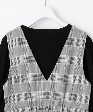 ANY SIS 【2SET】チェック ジャンパースカート× ニット ブラック系3