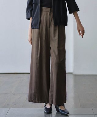 【接触冷感・UVケア・速乾・洗える】シルクエステルタフタ ワイドパンツ