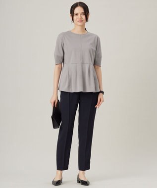 自由区 【接触冷感・UVカット・吸水速乾・抗菌防臭・洗える】ハイツイストポンチペプラム カットソー モスグレー