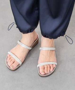INTER-CHAUSSURES 【ITALIAN SHOEMAKERS】ラインストーンダブルストラップサンダル