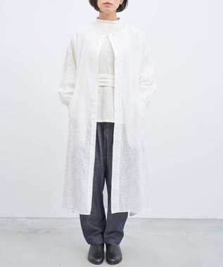 muuc 【2WAY】【上質なコットン100%生地】イラカ柄刺繍コットン 羽織り＆シャツワンピース ホワイト