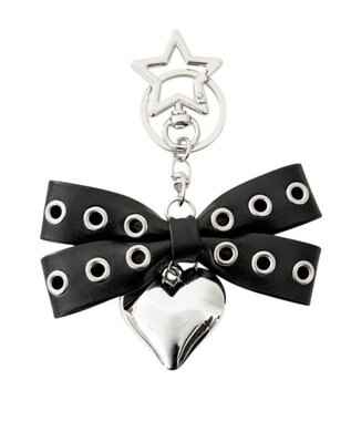 WEGO ハトメリボンハートキーホルダー ブラック