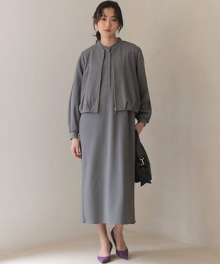 組曲 【WEB限定】ジョーゼットジャージーIライン ワンピース グレー系