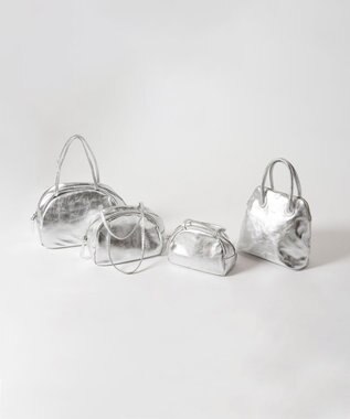 FOLNA RD ホイルレザーブガッティボストンバッグ シルバー