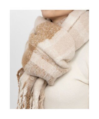 UNBILLION カシュネ cache nez / リサイクルポリニュートラルカラーチェックストール ベージュ