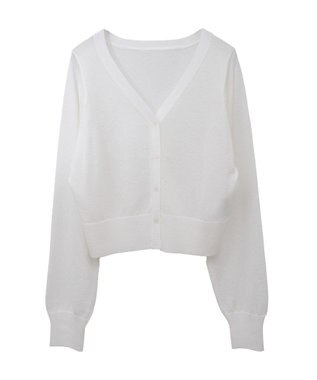 earth music&ecology シアーラメＶネックカーディガン Off White