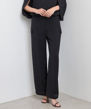 ICB L 【接触冷感・UVケア・吸水速乾・防シワ・洗える】 ドレープツイル カーゴパンツ ブラック系