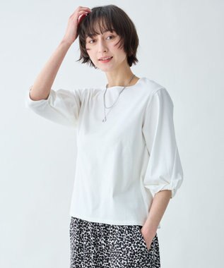 ANY L 【WEB限定】シルケットスムースツイストスリーブカットソー オフホワイト