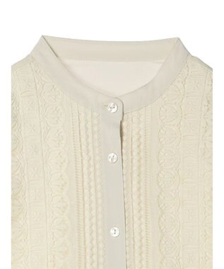 earth music&ecology フロントレースシフォンブラウス Light Yellow