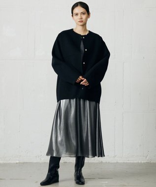 自由区 L 【カタログ掲載】シャイニーギャザー スカート ブラック