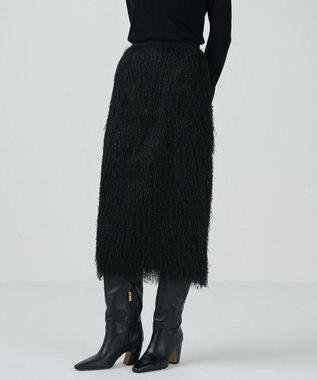 GRACE CONTINENTAL フリンジタイトスカート ブラック