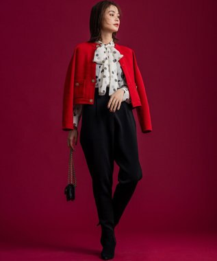 組曲 【組曲×setsuko sagittaire】AMOSSAニットタックパンツ ブラック系