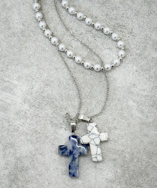 WEGO L2Pクロスパールレイヤードネックレス 柄2