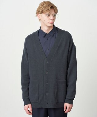 ATON WOOL COTTON BRUSHED | オーバーサイズカーディガン - UNISEX CHARCOAL GRAY