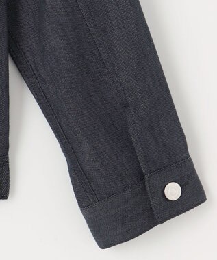 J.PRESS LADIES 【洗える】セルロースシャンブレー ノーカラー デニム ジャケット ネイビー系