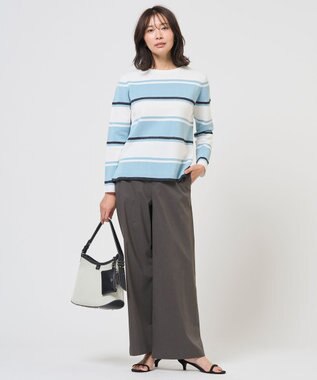 J.PRESS LADIES 【WEB限定】セルロースリネンストレッチ ワイドストレート パンツ 【WEB限定】スレート系