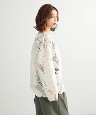Green Parks ・ＥＬＥＮＣＡＲＥ　ＤＵＥ　レーシーカーディガン Ivory