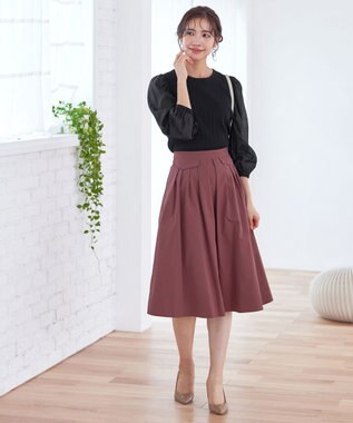 Tiaclasse L 【洗える】フラップポケットタックフレアスカート ピンク