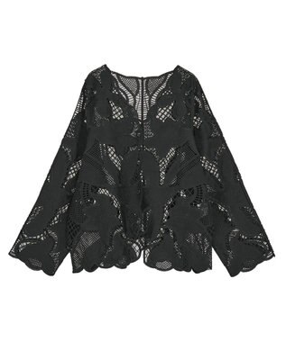 Green Parks ・ＥＬＥＮＣＡＲＥ　ＤＵＥ　レーシーカーディガン Black