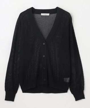 ANY L メッシュＶネックニットカーディガン ブラック