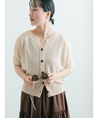 Te chichi 【2WAY/マシンウォッシャブル】ペーパータッチハーフスリーブニット