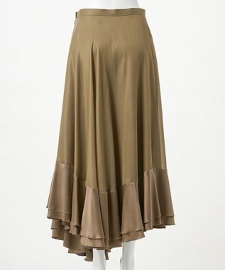 23区 【エステータ】ドレープサテン フレアスカート カーキ系