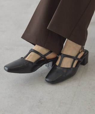 AMERICAN HOLIC Tストラップスクエアパンプス Black