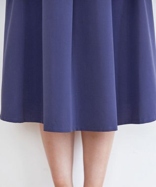 Tiaclasse L 【洗える】フラップポケットタックフレアスカート ブルー