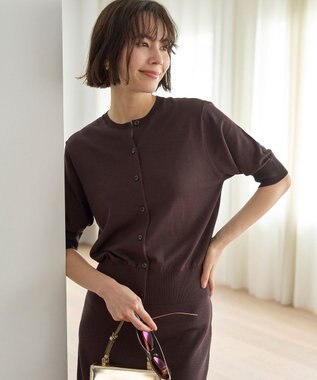 UNFILO 【接触冷感/UVケア/抗菌防臭】スゴ機能 ハーフスリーブカーディガン ブラウン