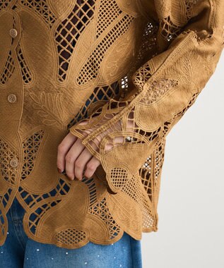 Green Parks ・ＥＬＥＮＣＡＲＥ　ＤＵＥ　レーシーカーディガン Camel