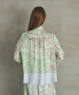 GRACE CONTINENTAL パリスカーフプリントブラウス グレー