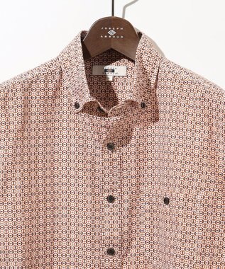 JOSEPH ABBOUD 【キングサイズ・サスティナブル】ジオメットリックパターン シャツ オレンジ系5