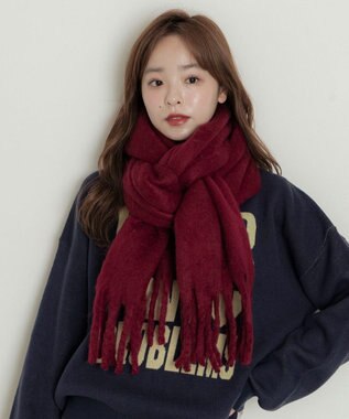 WEGO 【マフラー/ユニセックス着用】ワイドフリンジストール ワイン