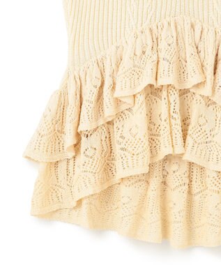 GRACE CONTINENTAL ミックスフリルニットトップ キナリ