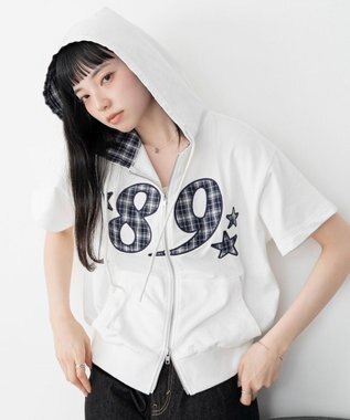 WEGO グラフィック半袖ZIPパーカー