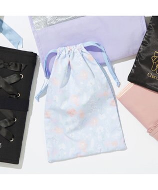 Chacott フラワー半メッシュ巾着M ベビーブルー