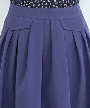 Tiaclasse L 【洗える】フラップポケットタックフレアスカート ブルー