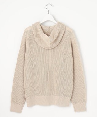 自由区 S 【洗える】リネンミドルゲージフーディ ニット フラックス