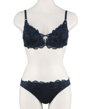San-ai Resort（三愛水着楽園） 【WEB限定】【プチプラブラセット】純欲カラーヌーディーレーシーストリングブラ＆ショーツセット 【northerly】 ネイビー